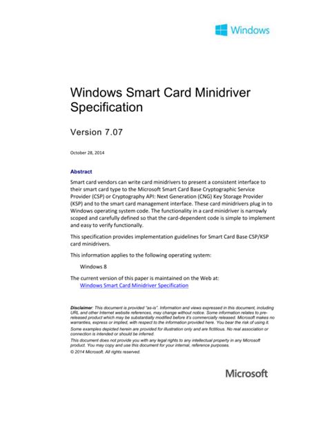 Smart Card Minidriver Overview 